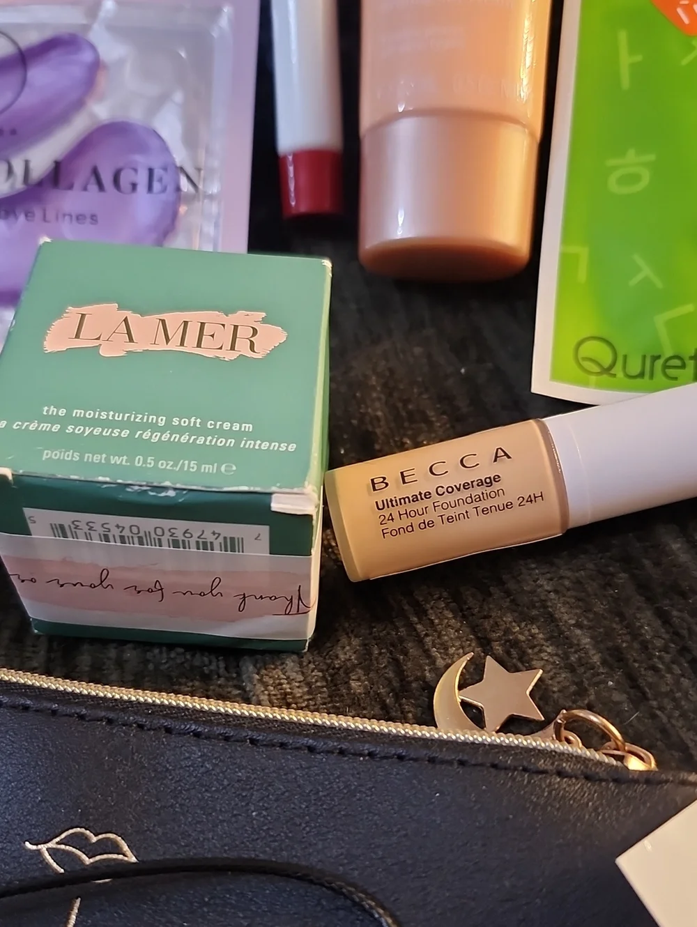 11pc Care Bundle La Mer, Eye Patch Clarins Murad Becca Pouch Necklace Shlseido